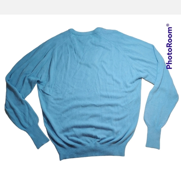 Vintage Arnold Palmer Golf Sweater Men Lg 80s Baby Blue Eclectic Grandpa V-neck - Picture 3 of 5